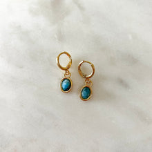 Load image into Gallery viewer, Turquoise Flor Huggie Earrings
