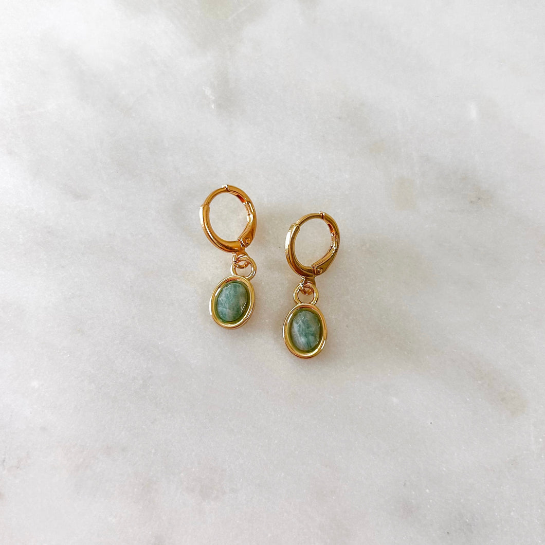 Aventurine Flor Huggie Earrings