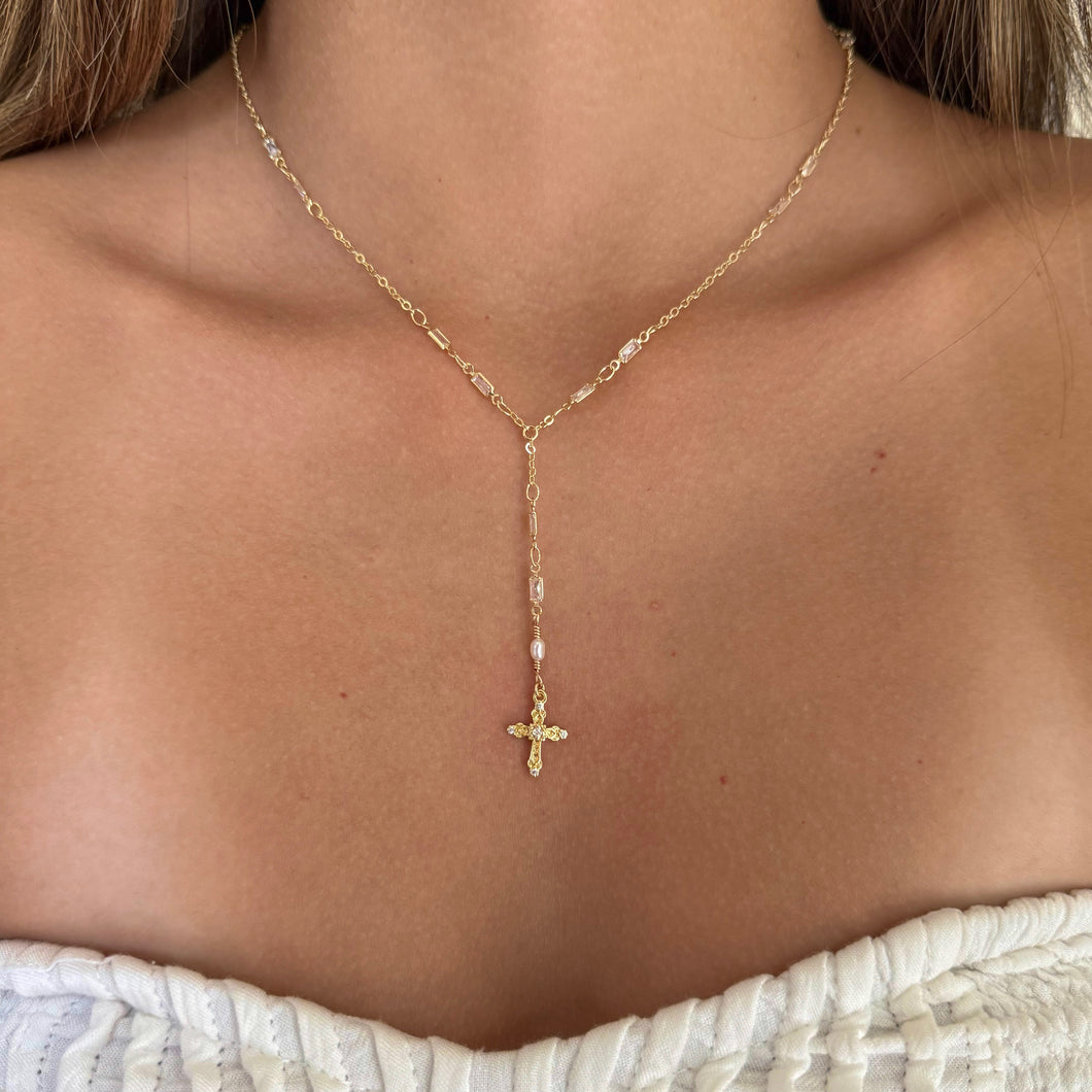 Caia Cross Lariat Necklace