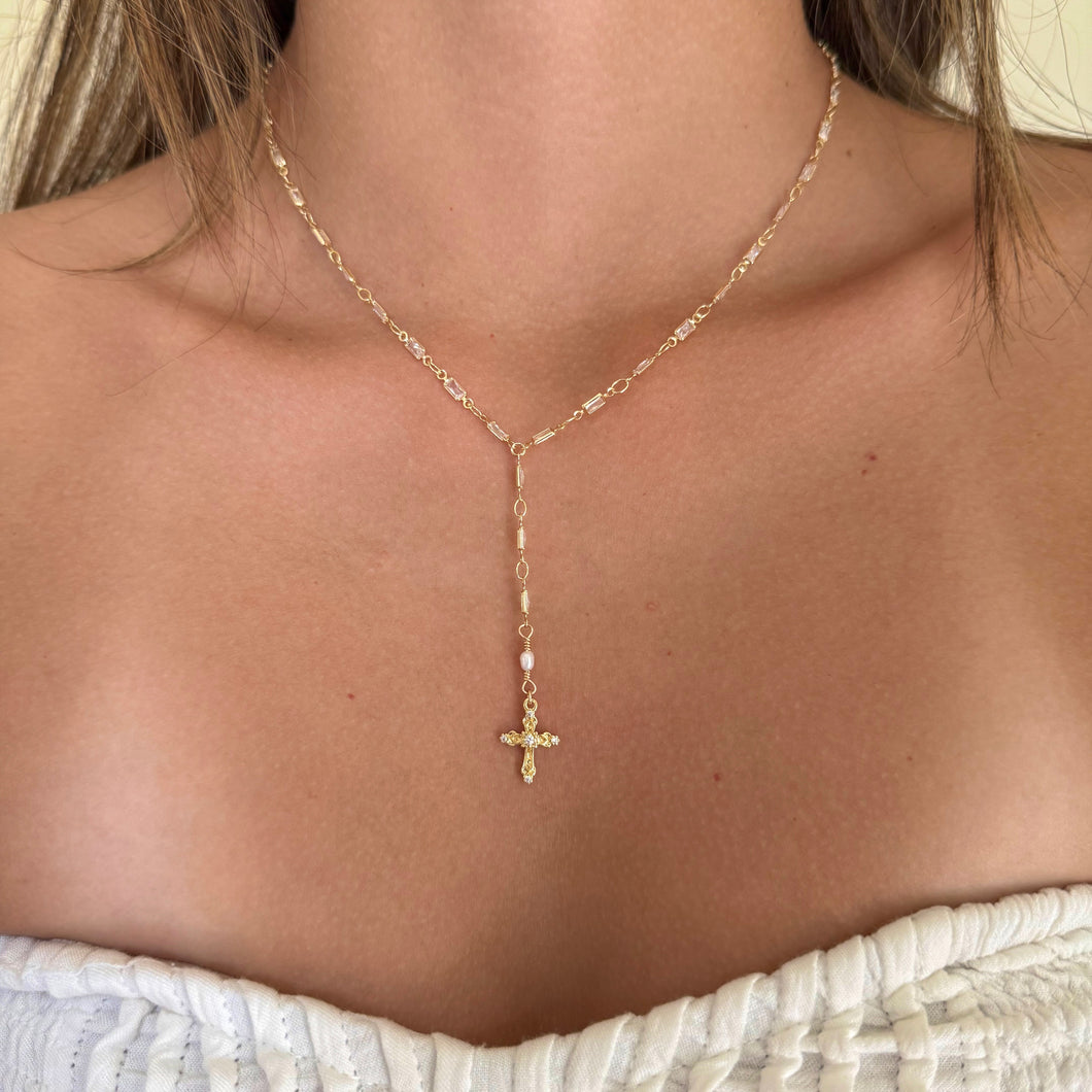 Cecilia Cross Lariat Necklace