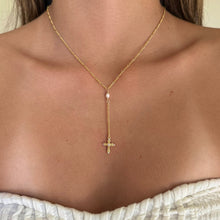 Load image into Gallery viewer, Isla Figaro Cross Lariat Necklace
