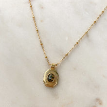 Load image into Gallery viewer, Hera Labradorite Medallion Necklace
