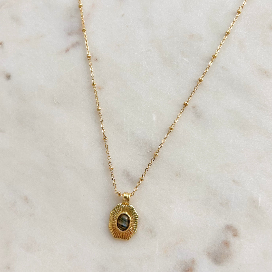 Hera Labradorite Medallion Necklace